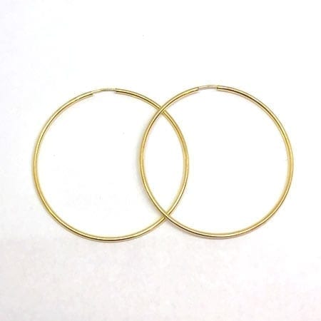 Hoop Earring Plain 2mm 14K Yellow Gold Wire Lock