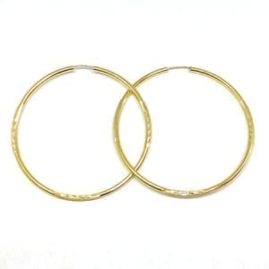 Diamond Cut Hoop Earrings 2MM 14K Yellow Gold Wire Lock