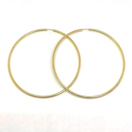 Plain Hoop Earrings 2.5MM 14K Yellow Gold Wire Lock