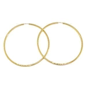 Diamond Cut Hoop Earrings 2.5MM 14K Yellow Gold Wire Lock