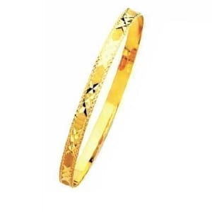 6MM 3x's With Milgrain, High Quality Satin Finish Seven Days Bangles 14K Yellow Gold