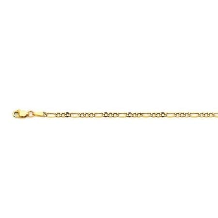 3.4MM 14K Yellow Gold Hollow FIGARO Chain High Quality Finishing