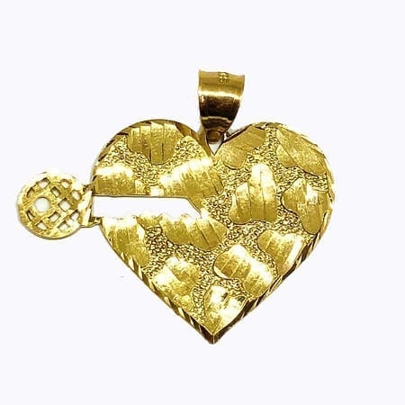 Heart With Key Pendant 14K Yellow Gold