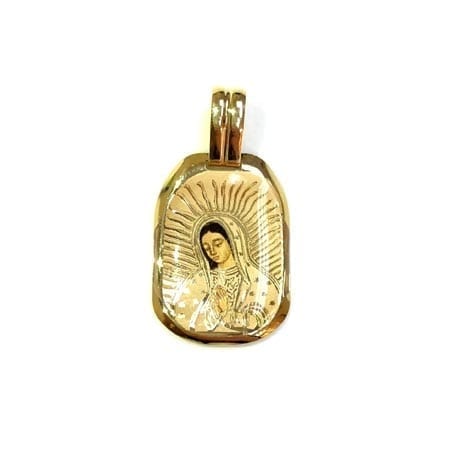 Regtangle Colored Virgin Mary (Made in Italy) Pendant 14K Yellow Gold