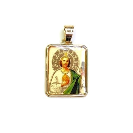 Regtangle Colored Saint Jude (Made in Italy) Pendant 14K Yellow Gold