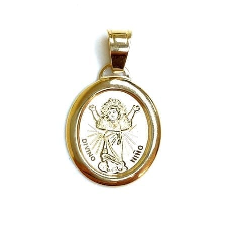 Oval Divino Nino (Made in Italy) Pendant 14K Yellow Gold