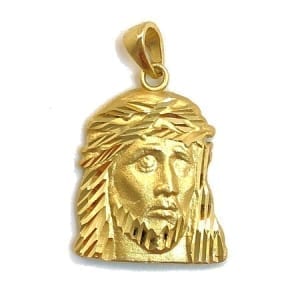 Jesus Face Pendant 14K Yellow Gold