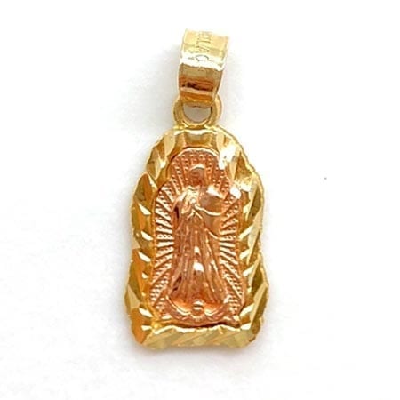 Two-Tone Virgin Mary Pendant 14K Gold