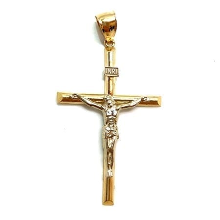 Classic Cross with Jesus Pendant 14K Yellow Gold