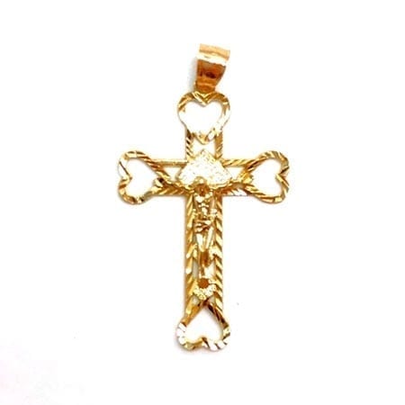 Modern Design Cross with Jesus Pendant 14K Yellow Gold
