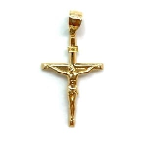 Classic Cross with Jesus Pendant 14K Yellow Gold
