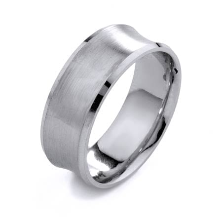 Modern Design High Quality Finishing Solid Fashion Wedding Band 14K White Gold 8MM Wide By 1.6MM Thick