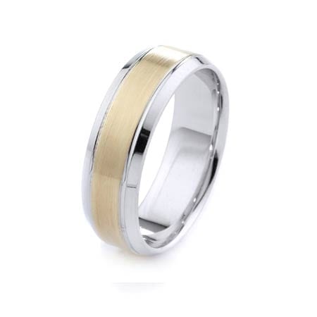 Two-Tone Modern Design High Quality Finishing Solid Fashion Wedding Band 14K White & Yellow Gold 6MM Wide By 1.60MM Thick
