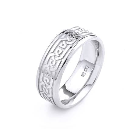 Modern Design High Quality Finishing Solid Fashion Wedding Band 14K White Gold 8MM Wide By 2.20MM Thick