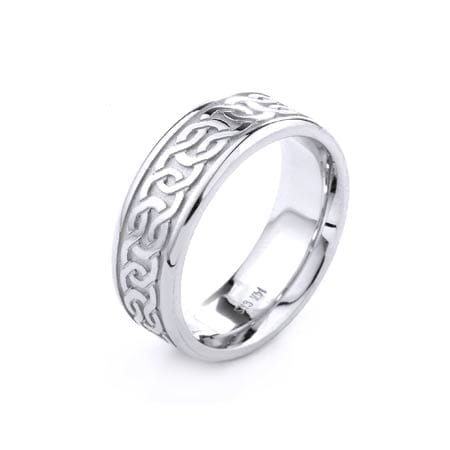 Modern Design High Quality Finishing Solid Fashion Wedding Band 14K White Gold 6.5MM Wide By 2.20MM Thick