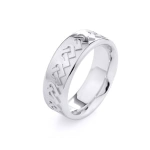 Modern Hearts Design  High Quality Finishing Solid Fashion Wedding Band 14K White Gold  8MM Wide By 2.20MM Thick