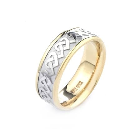 Two-Tone Modern Hearts Design High Quality Finishing Solid Fashion Wedding Band 14K White & Yellow Gold  8MM Wide By 2.20MM Thick