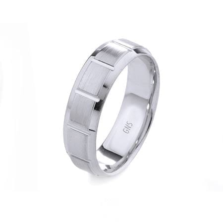 Modern Squares Design  High Quality Finishing Solid Fashion Wedding Band 14K White Gold 6MM Wide By 1.60MM Thick