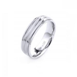 Modern Wavy Lines Design High Quality Finishing Solid Fashion Wedding Band 14K White Gold 6MM Wide By 1.6MM Thick