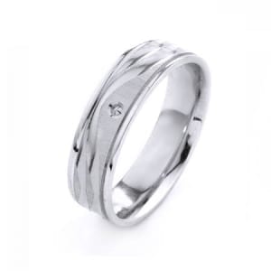 Modern Wavy Lines with Post Design High Quality Finishing Solid Fashion Wedding Band 14K White Gold 6MM Wide By 1.6MM Thick