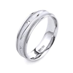 Modern Wavy Line with Post & Miligrain Design High Quality Finishing Solid Fashion Wedding Band 14K White Gold 6MM Wide By 1.6MM Thick