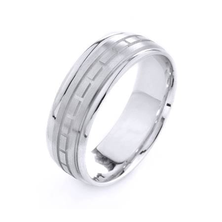 Modern Mini Squares Design High Quality Finishing Solid Fashion Wedding Band 14K White Gold 7MM Wide By 1.6MM Thick