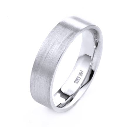 Modern Flat Design High Quality Finishing Solid Fashion Wedding Band 14K White Gold 6MM Wide By 1.6MM Thick
