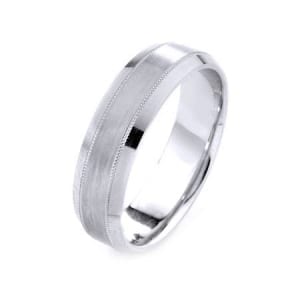 Modern Milgrain Design High Quality Finishing Solid Fashion Wedding Band 14K White Gold 6MM Wide By 1.6MM Thick