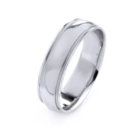 Modern Milgrain Design High Quality Finishing Solid Fashion Wedding Band 14K White Gold 6MM Wide By 1.6MM Thick