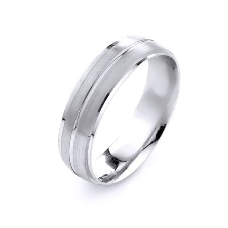 Modern Three Lines Design High Quality Finishing Solid Fashion Wedding Band 14K White Gold 6MM Wide By 1.6MM Thick