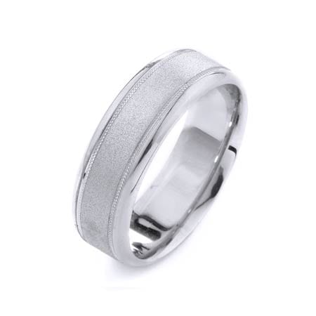 Modern Migrain Design High Quality Finishing Solid Fashion Wedding Band 14K White Gold 7MM Wide By 1.6MM Thick
