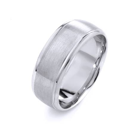 Modern Design High Quality Finishing Solid Fashion Wedding Band 14K White Gold 8MM Wide By 1.6MM Thick