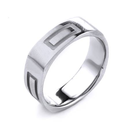 Modern Rectangles Design High Quality Finishing Solid Fashion Wedding Band 14K White Gold 6.5MM Wide By 1.6MM Thick