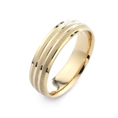 Modern Ribbed Design  High Quality Finishing Solid Fashion Wedding Band 14K Yellow Gold 6MM Wide By 1.6MM Thick