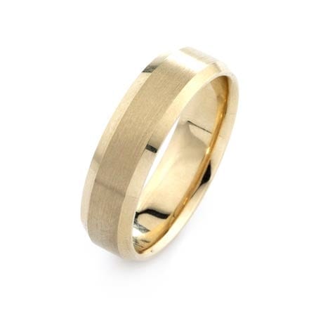 Modern Design  High Quality Finishing Solid Fashion Wedding Band 14K Yellow Gold 6MM Wide By 1.6MM Thick