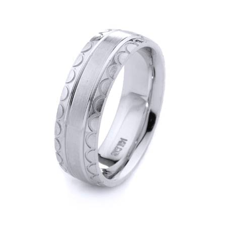Modern Semicircles Design High Quality Finishing Solid Fashion Wedding Band 14K White Gold 7MM Wide By 2.20MM Thick
