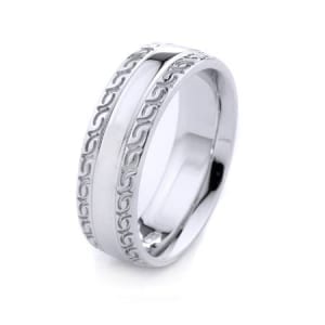 Modern Design High Quality Finishing Solid Fashion Wedding Band 14K White Gold 7MM Wide By 2.20MM Thick