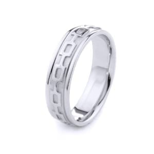 Modern Chain Design High Quality Finishing Solid Fashion Wedding Band 14K White Gold 6MM Wide By 2.00MM Thick