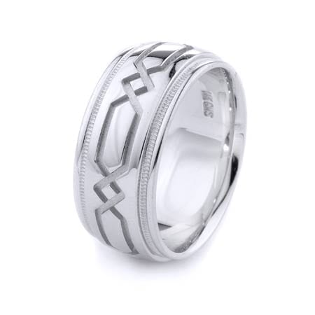 Modern Design High Quality Finishing Solid Fashion Wedding Band 14K White Gold 10MM Wide By 2.20MM Thick